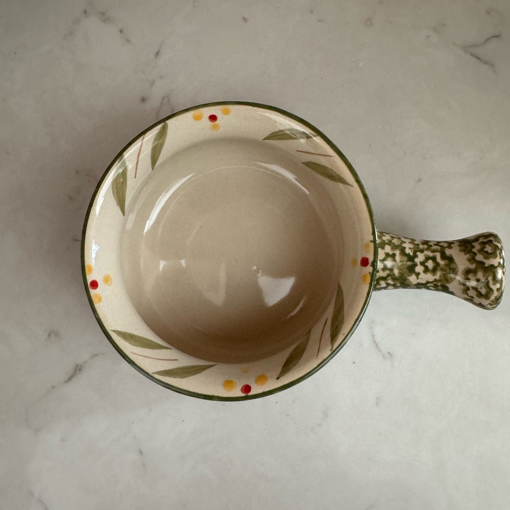 Temptations by Tara Old World Green Soup Bowls with Handle 18 oz - Picture 2 of 8